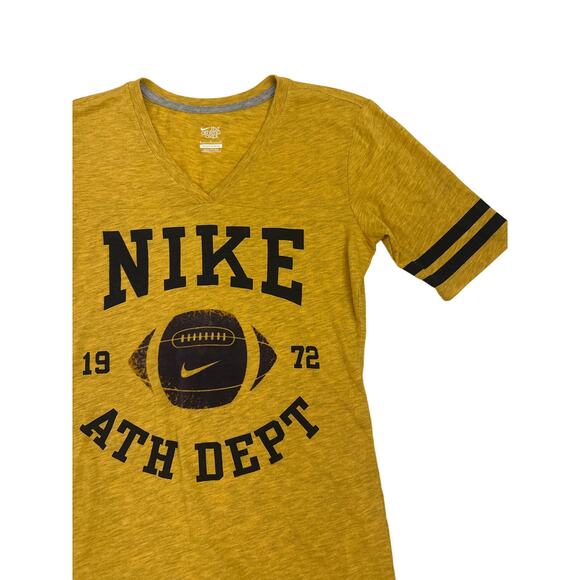 Nike Athletic Dept Yellow Navy Football Short Sleeve Shirt Women's Small NWT - Picture 2 of 2